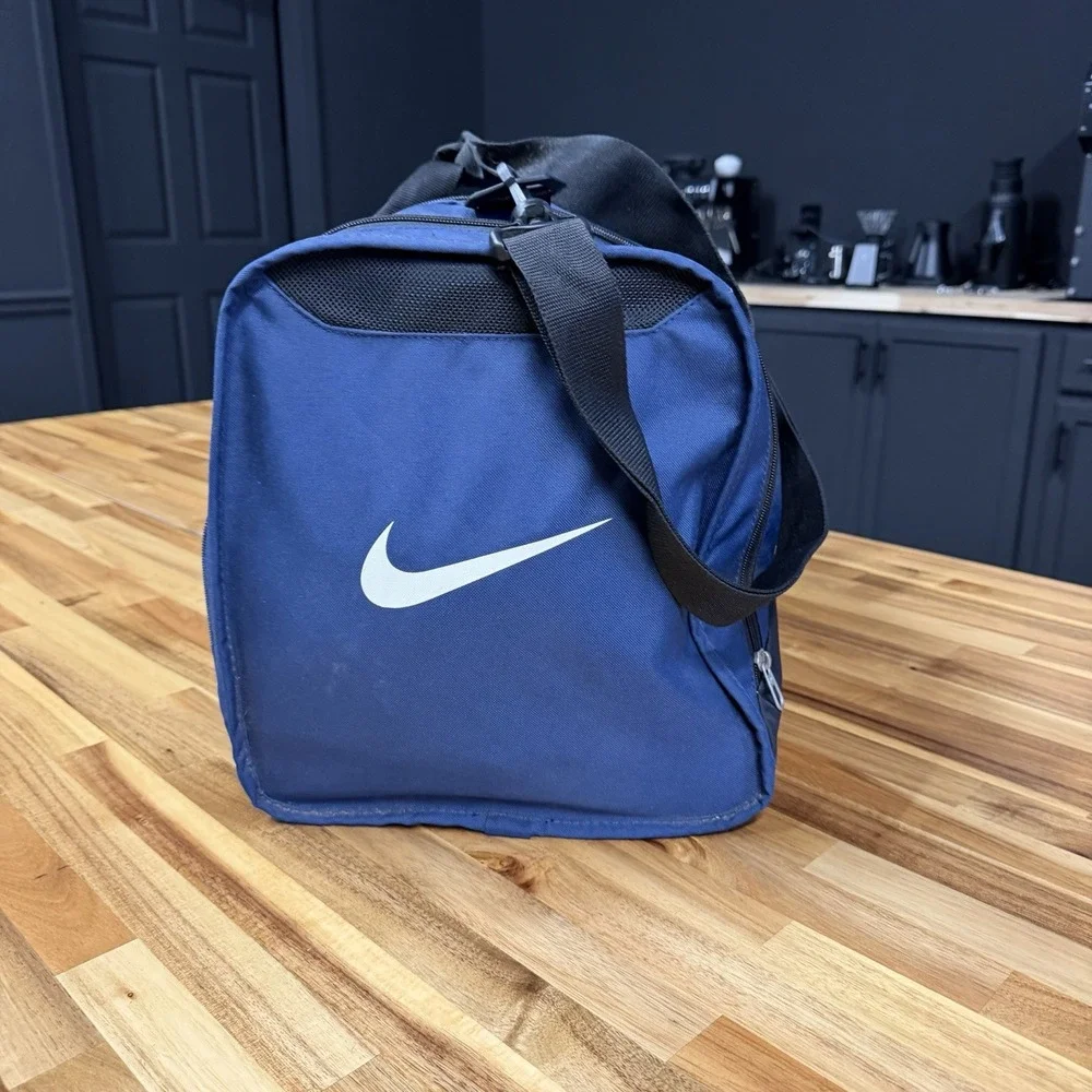 NIKE Blue Duffel Bag with Swoosh Logo Gym Travel Sports Long Strap